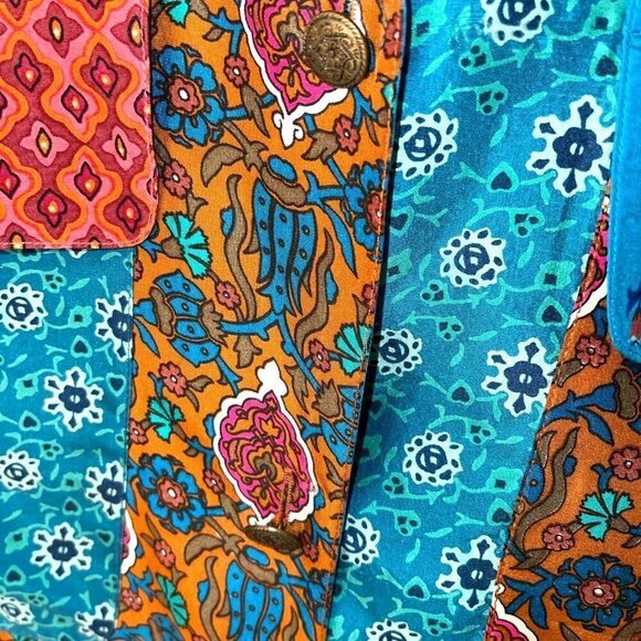 Carole Little Mixed Print Silk Shirt Womens Size 10 Vintage 90s Button Front - Picture 6 of 10